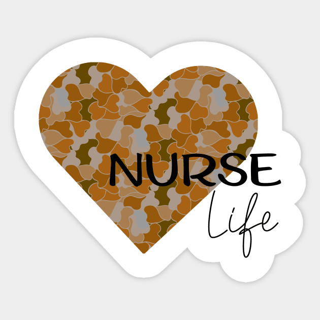 Nurse Life blue camo hart Sticker by Anines Atelier